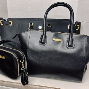 Joy Mangano ~ 3 Piece Black Christie Collection Weekender, Tote, & Purse ~ NWOT